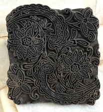 Antique Wooden Floral Printing Block Original Old Fine Engraved picture