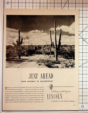 Lincoln Car Ad Vintage 1940s Tucson Arizona Saguaro Desert Magazine Print picture