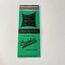 Gaido's Famous For Sea Food Houston TX Vintage Matchbook Cover 4MB112-3 picture
