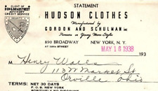 1938 HUDSON CLOTHES GORDON AND SCHULMAN N.Y. YOUNG MENS  BILLHEAD STATEMENT Z501 picture