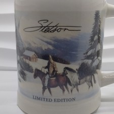 Stetson Limited Edition Collectible Mug Stein Horses Cowboy Scene 20 Ounces picture