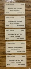 Sarona, Wisconsin Anderson’s Long Lake Camp business cards - 1930’s cartoon back picture