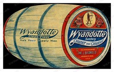 Wyandotte Michigan 1880s Cleaner Tin Advertising Label Standard Postcard picture