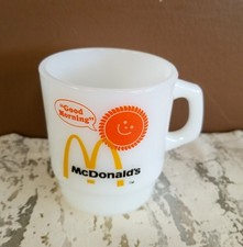 VTG McDonalds Good Morning White Milk Glass Coffee Mug Fire King Anchor Hocking picture