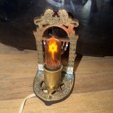 Vintage brass Judaica Yahrzeit memorial lamp Star of David (T) picture