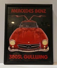 Vintage RED MERCEDES BENZ 300SL GULLWING Framed Poster 8x10