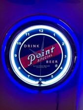 Point Special Beer Wisconsin Bar Man Cave Neon Style LED Clock Advertising Sign picture