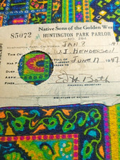 Native Sons of the Golden West Huntington Park Parlor 294 CA 1947 dues receipt  picture