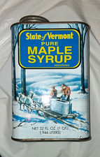 State of Vermont Pure Maple Syrup 32 fl oz (1 qt) Collectible Advertising Tin picture