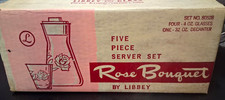 VTG Mid Century Libbey Rose Bouquet 5 Pieces Juice Server Set 80528 In Box picture