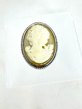 Vintage Estée Lauder Cameo Solid Perfume Compact Trinket Box - Silver Tone picture