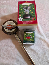 Harley Davidson Vintage 95th Anniversary Tap Handle And 2 Hallmark Ornaments picture