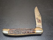 Vintage CARL SCHLIEPER GERMAN EYE Pocket Knife FOLDING HUNTER Stag INDIAN CHIEF picture