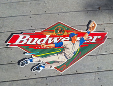 Budweiser Classic Baseball Die-Cut Metal Sign Breweriana Collectible picture