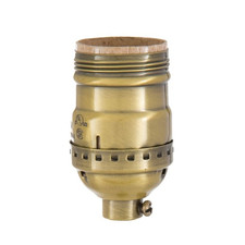 New Antique Brass Short Keyless Early Electric Industrial UNO Style Lamp Socket picture