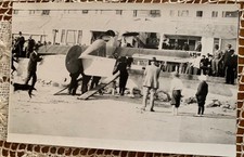 RPPC Photo Postcard Early Biplane on Beach With Crowd picture