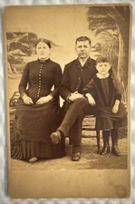 Vintage 1890s Victorian Family Portrait Cabinet Card Painted Backdrop 6.5”x4.25” picture