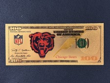 Chicago Bears Gold Foil Plated Novelty Football Team Banknote Collectible picture