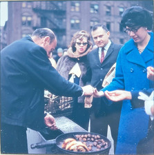 Vintage 1965 Jon Henry Medium Format Slide Roasted Chestnuts Vendor Street Food picture