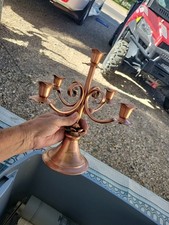 Vintage Gregorian Copper 5 Arm Candelabra Rose Base MCM Candle Holder 12 inch picture