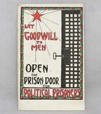 1919 'Open the Door for Political Prisoners' POSTCARD People's Freedom Union NYC picture