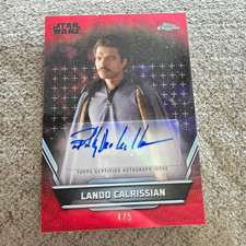 2024 TOPPS CHROME STAR WARS HYPERSPACE RED REFRACTOR LANDO CALRISSIAN AUTO 4/5 picture