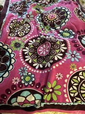 VERA BRADLEY LARGE 32” X 60” BEACH TOWEL CUPCAKE PINK BROWN TURQOUISE COTTON EUC picture