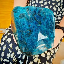 9.68LB Polished Blue Apatite Freeform Specimen Bright Deep Blue Natural Crystal picture