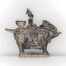 Korean Warrior Sculpture Knight  Horse Clay Grey Silla Master picture