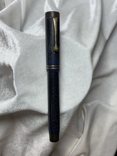 Vtg 1920s Parker Duofold Senior Lapis Blue Fountain Pen 5.5” Button Filler picture