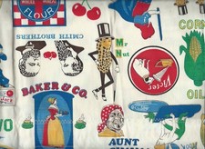 Vnt 70's Retro Kitschy KITCHEN CURTAIN Brand Names cotton cloth Dutch Purina Nut picture