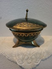 Vtg Brass and Enamel Oppenheim Lidded Dish MCM Made In Israel Beautiful Piece picture