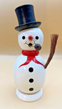 Vintage West Germany Wooden Snowman Incense Smoker Volkskunst Erzgebirge 7.5 in picture