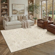 5x7 Washable Area Rug Beige Neutral Carpet 5' x 7' (Rectangular) picture