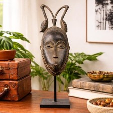 Wonderful Vintage Cultural Art African Tribal Mask Table Stand Home Decor Africa picture