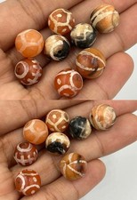 8 Genuine Ancient Near Eastern Etched Carnelian Bead Lot in good Condition picture