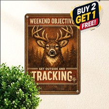 Vintage Deer Hunting Tin Metal Signs - Yes I Do Have a Retirement Plan Rustic 20 picture