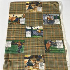 F Schumacher Crombie Vintage Golf Fabric Golfer Rules Plaid Screen Print picture