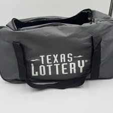 Vintage Official Texas Lottery Gray Duffle Multi Pocket Adjustable Strap picture