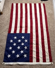 VTG  70/80s Defiance 15  Star American Flag' 100% Cotton Bunting RARE 36x60 Inch picture
