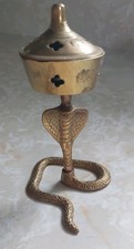 Vtg Brass Cobra Serpent Snake Incense Burner with Lid  4