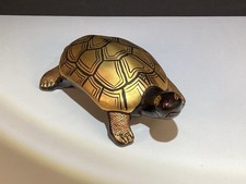 VTG Gold Tone And Black Lacquer Turtle Figurine See Photos READ picture