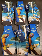 LOT of (6) Corona Extra Parrot Macaw Beach Beer Bottle Zip Coozie Hugger - NEW picture