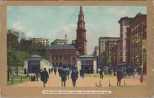 Boston MA Park Street Church Subway Entrance Gold Ink DB Postcard Back Misprint picture