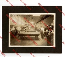 Antique c. 1910 Interior View Pool Billiards Hall In Action Gambling Photo picture