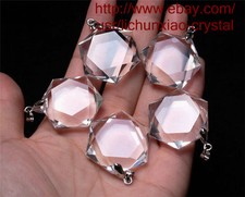 5 Pcs Hexagon Pendant - Natural Clear Quartz Crystal 3D Hexagon / Star of David picture