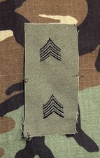 US Army SGT/E5 Rank (2) BDU Sew-On Sergeant Pair OD Green picture