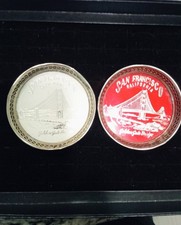 2 Vintage San Francisco Souvenir Coasters Red White Made in Japan Japan NICE picture