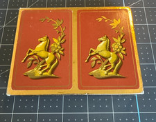 Vintage Russell De Luxe Canasta Playing Cards Double Deck Gold Horses Box picture