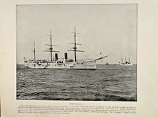 1898 Vintage Illustration Unarmored Cruiser Chicago Spanish American War picture